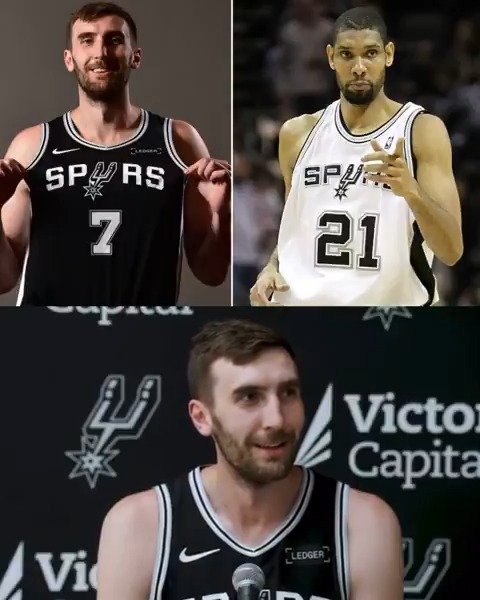 "I just hope to be a third of the player that Tim Duncan was." Luke Kornet on why he chose to wear No. 7 with the Spurs 🫡👏 (via San Antonio Spurs)