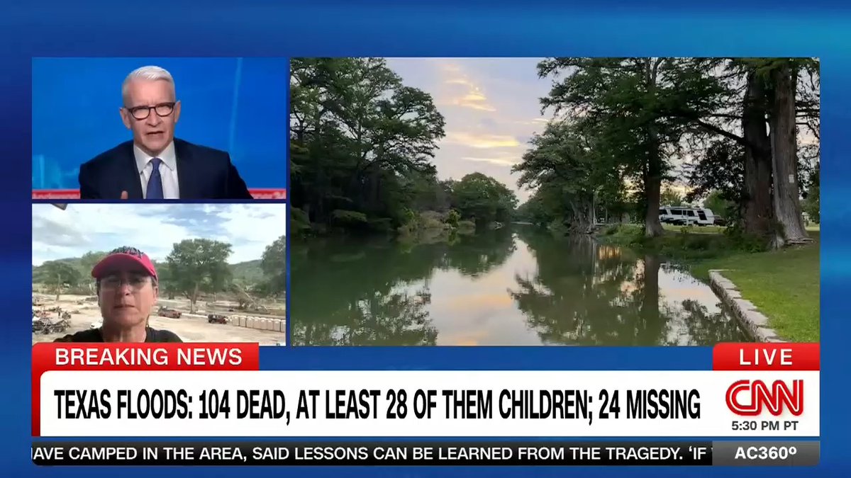 "You can see a lot of vehicles floating away with the lights on and you can hear a lot of honking and people banging against the windows screaming for help": RV park owner Lorena Guillen on what she saw and heard the night of the devastating floods in central Texas.