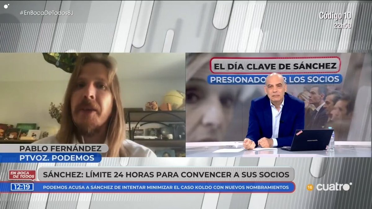 Lo podemos decir más alto pero no más claro, Podemos nunca va a apoyar una moción de censura promovida por el partido más corrupto de Europa, el futuro de la legislatura es responsabilidad única y exclusiva de Pedro Sánchez. 🎥 Pablo Fernández