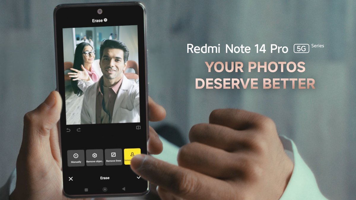 Not everything (or everyone) deserves to be in your photos. Katrina Kaif puts AI Erase Pro on the Redmi Note 14 Pro Series to the test because your photos deserve better. India’s only 5-star rated smartphone, starting at an all-new price of ₹21,999*! 🛒