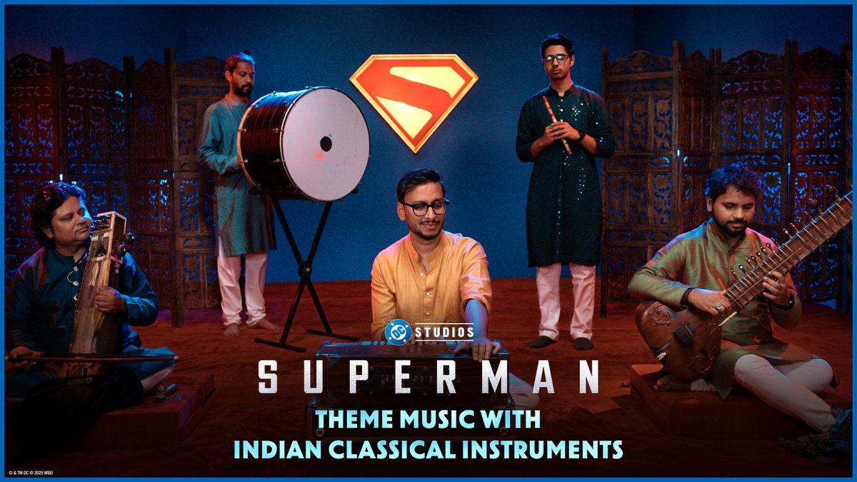 The iconic #Superman theme, reimagined with the soul of Indian classical music. 🎶 #Superman - only in cinemas July 11 in English, Hindi, Tamil &amp; Telugu. In 3D &amp; IMAX 3D. Also in 2D.​ Rendition Arranged By: Tushar Lall Band: The Indian Jam Project #WarnerBrosIndia #JamesGunn