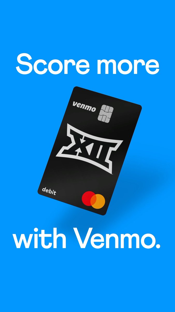Favorite college 🤝 favorite way to pay. Rep a Big 12 college and access exclusive fan rewards with special edition Big 12 Venmo Debit Cards. Get early access at link in bio.