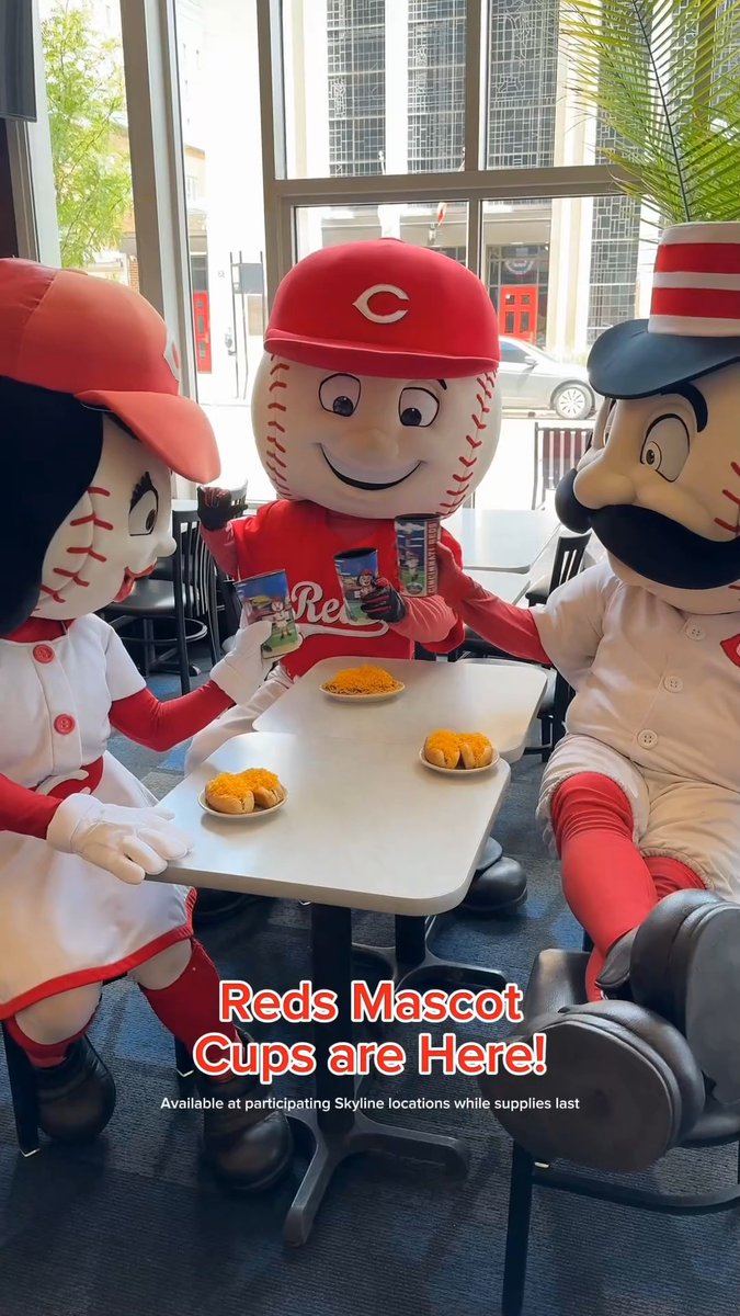 From the dugout to the dining table! ⚾ Our Skyline @reds Mascot Cup is now available at participating Skyline locations while supplies last!