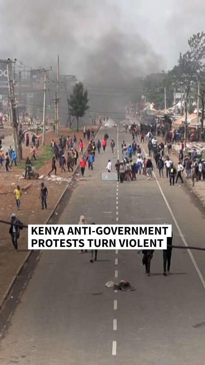 VIDEO: 🇰🇪 At least 10 dead in Kenya during protests after heavy police deployment Hundreds were arrested during anti-government demonstrations, a rights group and police said, following clashes between police and protesters in the capital Nairobi's outskirts #AFPVertical
