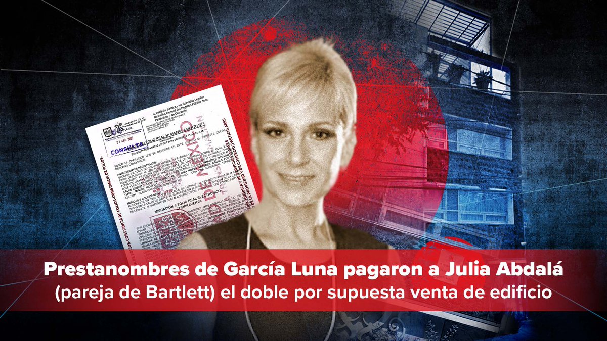 🔴#Exclusiva: En marzo MCCI reveló que la empresaria Julia Abdalá recibió 4.5 mdd de los Weinberg, prestanombres de García Luna. La pareja de Bartlett justificó que ese dinero fue por la venta de un edificio, pero MCCI encontró que el monto recibido duplica su valor comercial 🧵