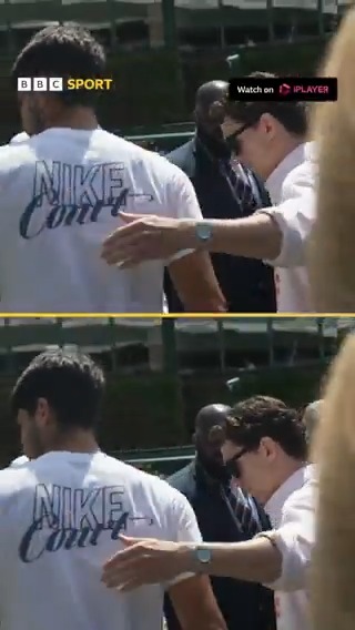 Has Spider-man met his match at SW19? 😮👉 👈😮 Carlos Alcaraz 🤝 Tom Holland #Wimbledon