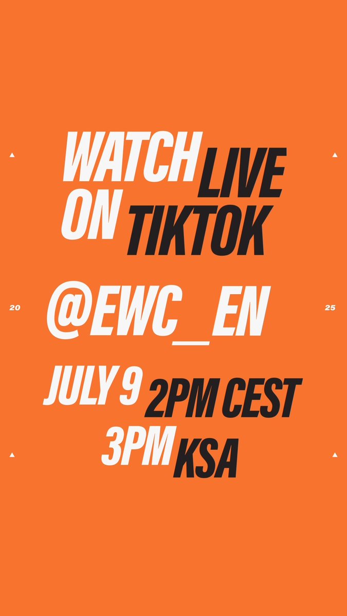 Get a sneak peek of the Esports World Cup 2025 Opening Ceremony at the official TikTok Live Pre-Show by Spotify السعودية TOMORROW at 2PM CEST/3PM KSA We'll catch up with Dino of 세븐틴(SEVENTEEN), Alesso, Tina Guo, DUCKWRTH, T E L L E from @thewordalive, and more 👀