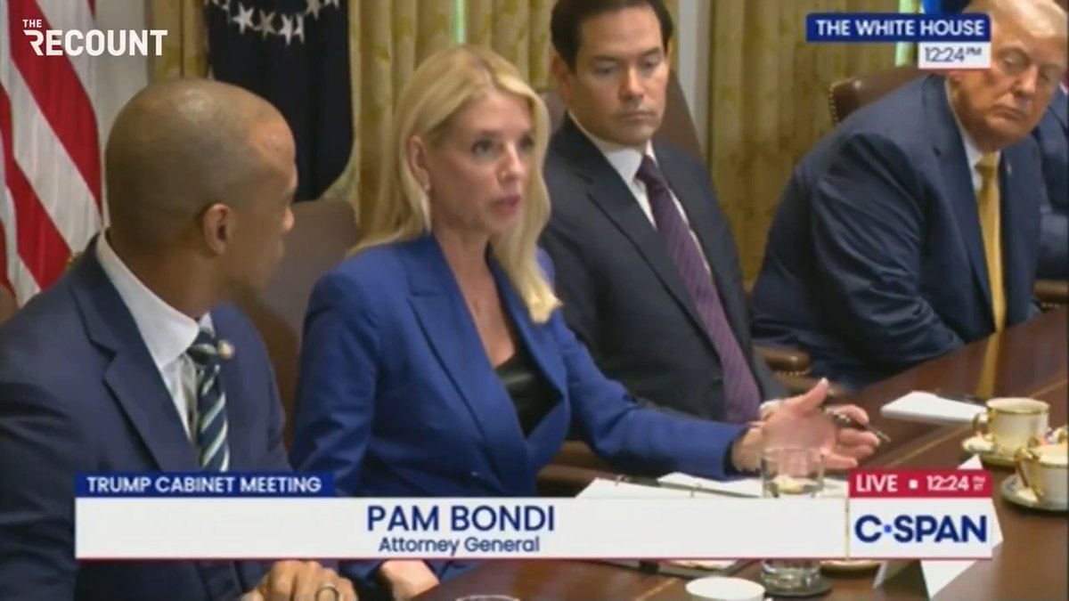 AG Pam Bondi, who in February said she had the Jeffrey Epstein client list “sitting on my desk,” claims she was referring to general files. She also defends a minute being missing from the video of the hallway outside Epstein’s jail cell when he took his own life.