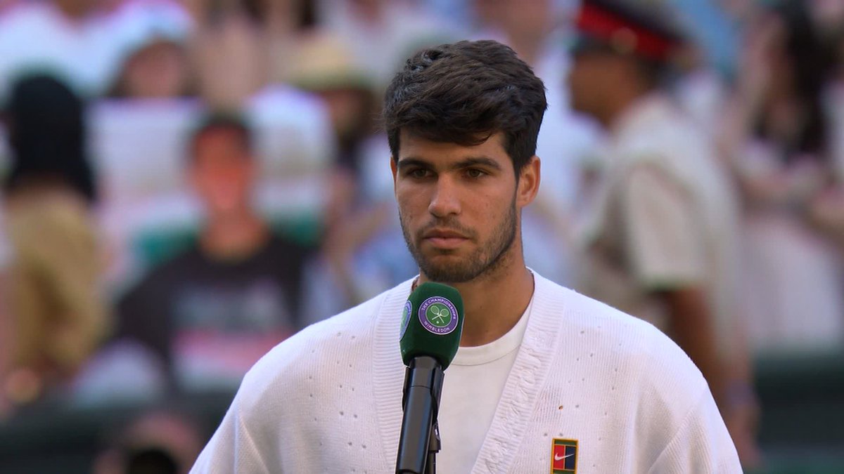 Alaraz after reaching 3rd consecutive Wimbledon SF “How will you relax?” Carlos: “Today is gonna be great. Rest up a bit..” *someone in the crowd yells ‘Ibiza!!!’* 😭 Carlos: “No time 😂😂😂… for sure I’m gonna play some golf.”