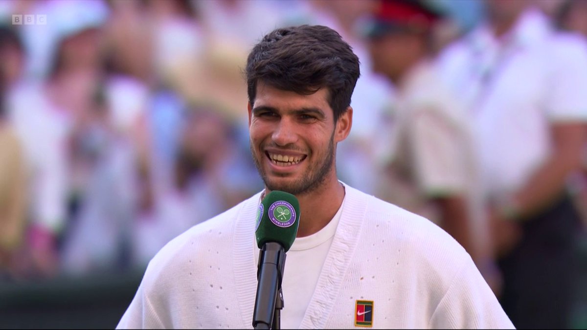 "The things I'm doing are working, so I have to keep doing it" 😅 Carlos Alcaraz is looking forward to playing some golf ahead of his semi-final against Taylor Fritz 🏌️ #Wimbledon