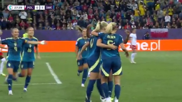 SWEDEN TAKES THE LEAD 🇸🇪 Stina Blackstenius off the header 👏
