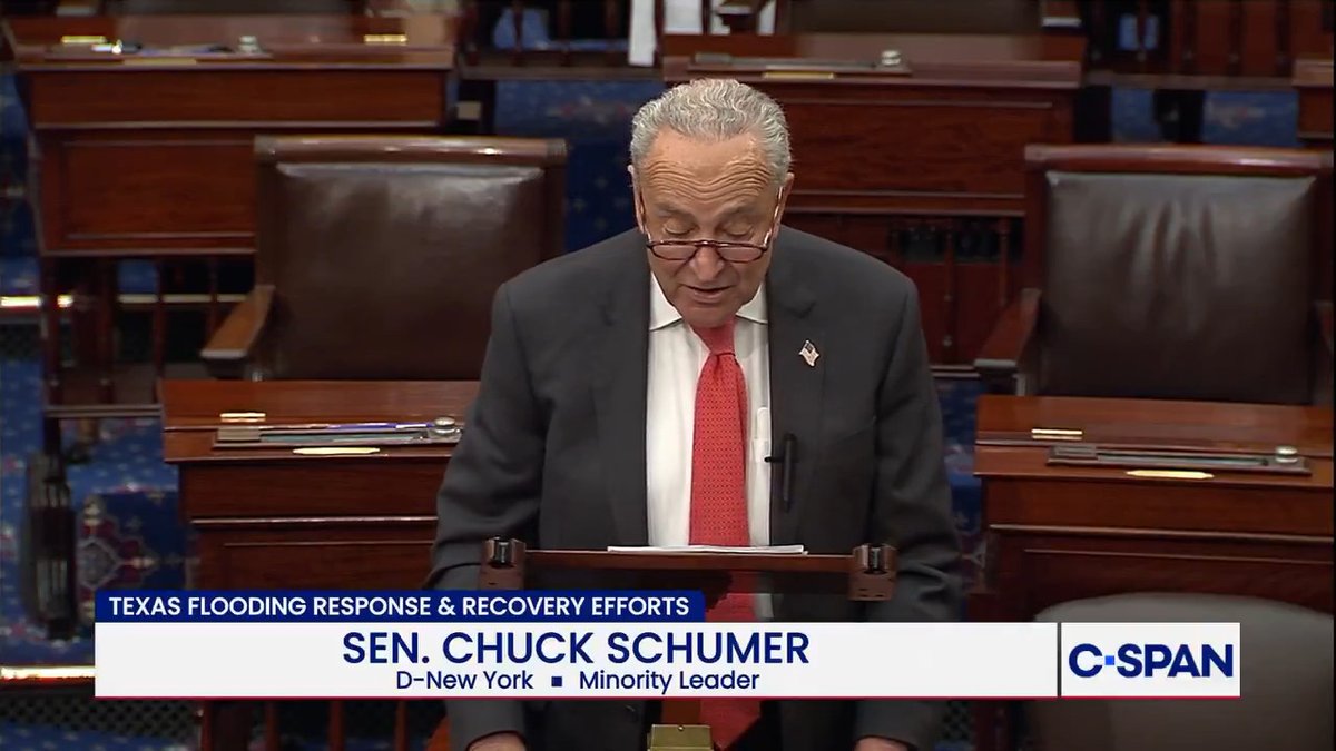 .Chuck Schumer on Texas floods: "We all know that nothing can bring back the lives of those who perished, but the administration can and must ensure it takes every step including funding FEMA."