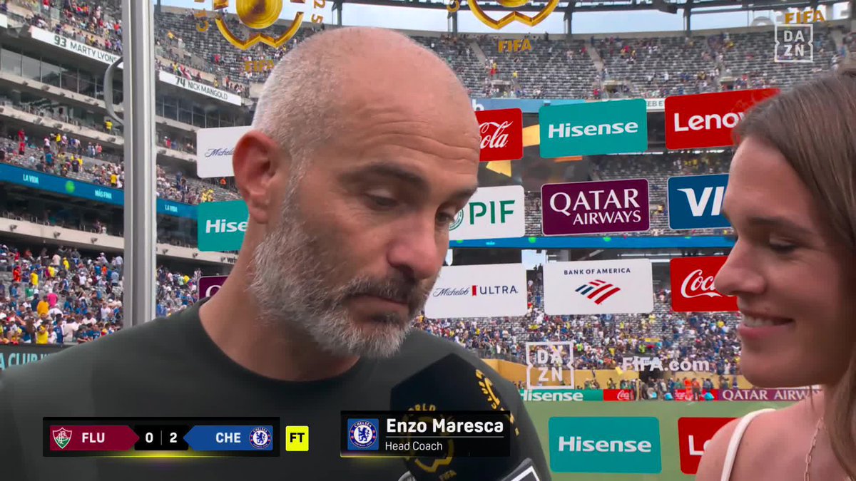 "It's a great achievement." 💬 Enzo Maresca praises Chelsea’s performance and gives a special shoutout to the star of the game, João Pedro. 🌟🔵 Watch the FIFA Club World Cup | June 14 - July 13 | Every Game | Free | | #FIFACWC #TakeItToTheWorld #FLUCHE