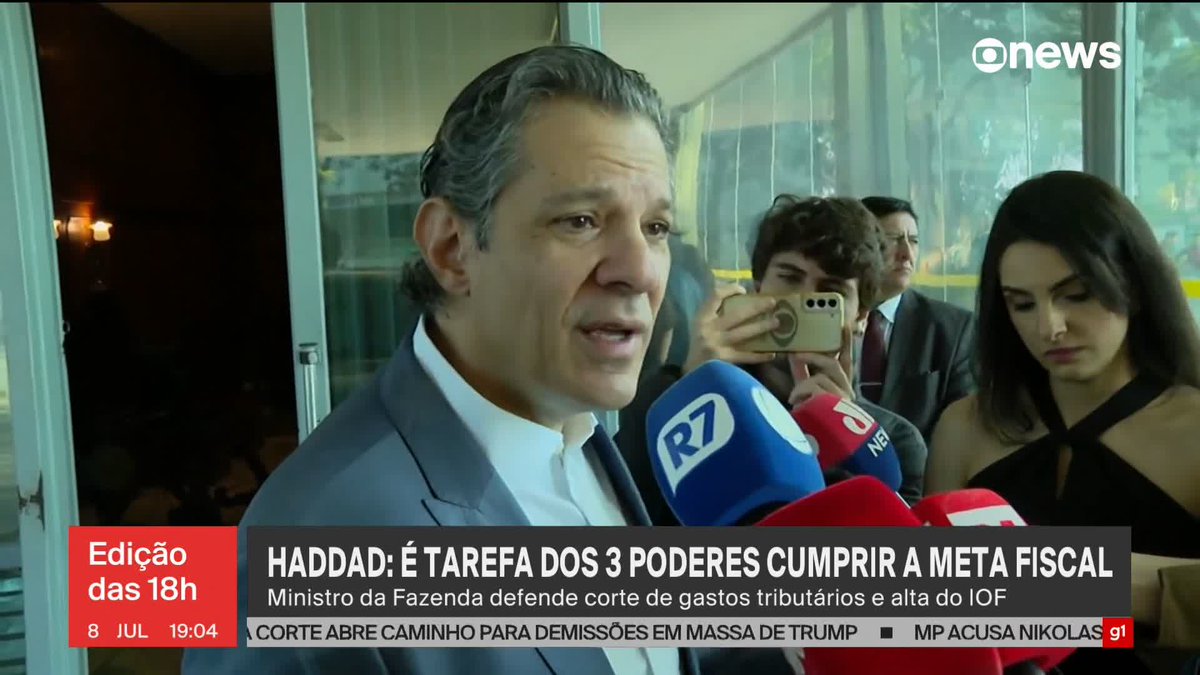 “É uma tarefa dos três Poderes cumprir a meta do ano”, disse o ministro da Fazenda, Fernando Haddad, que deixou claro que o governo vai batalhar pela alta do IOF. ➡ Assista ao #Edição18: #GloboNews