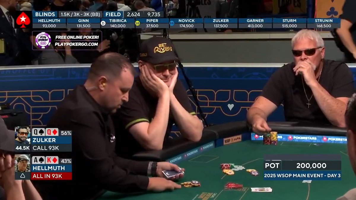 He wasn't going to play, but now he's no longer allowed to play as all his chips are gone! phil_hellmuth with a sickening exit from the 2025 WSOP - World Series of Poker Main Event extending his drought in the greatest tournament of all time to 10 years!