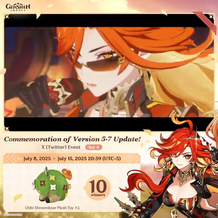 ✨Set 4✨ Commemoration of Version 5.7 Update 🎁Participate for a chance to win official merchandise. How to Participate: ① Follow Genshin Impact ② Retweet this post You can instantly check the event results here>>> #GenshinImpact