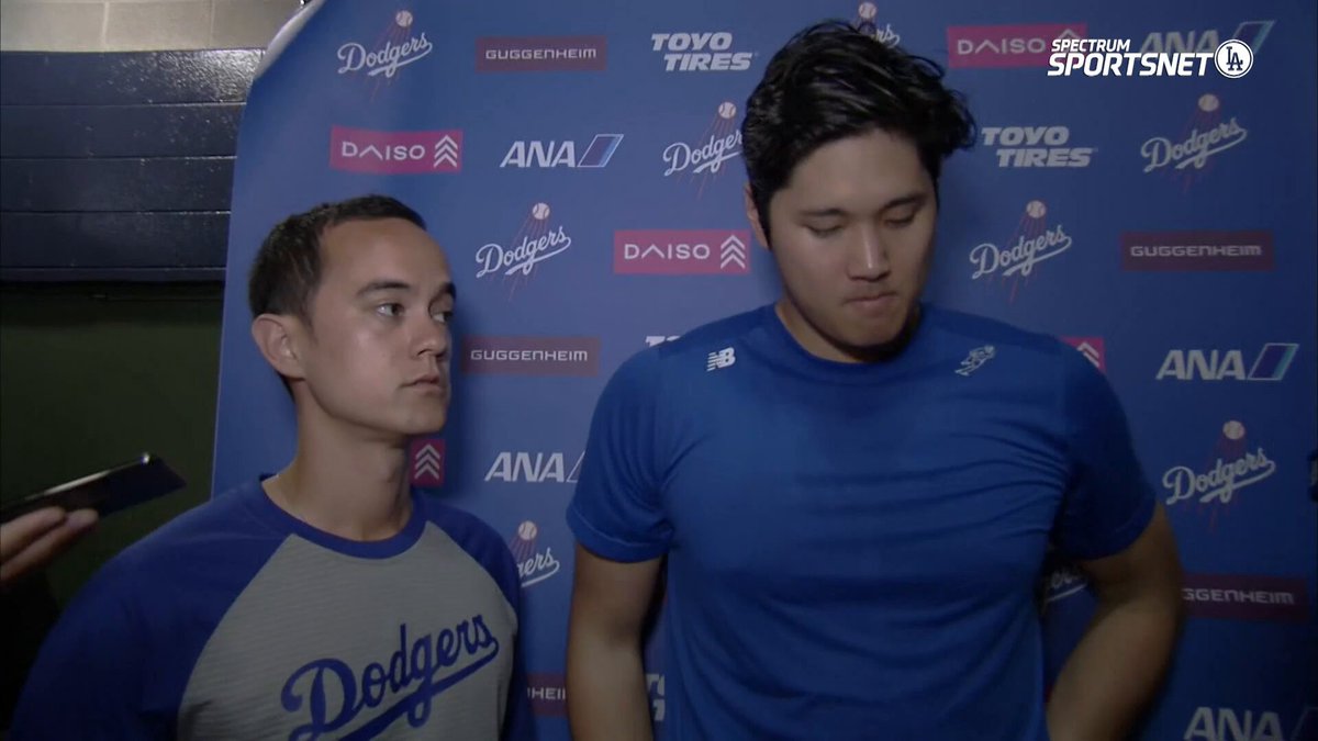 "We've got to do a better job scoring." Shohei Ohtani (1-3, HR (31), RBI) speaks to the media after the #Dodgers lose to the Brewers, 3-1.