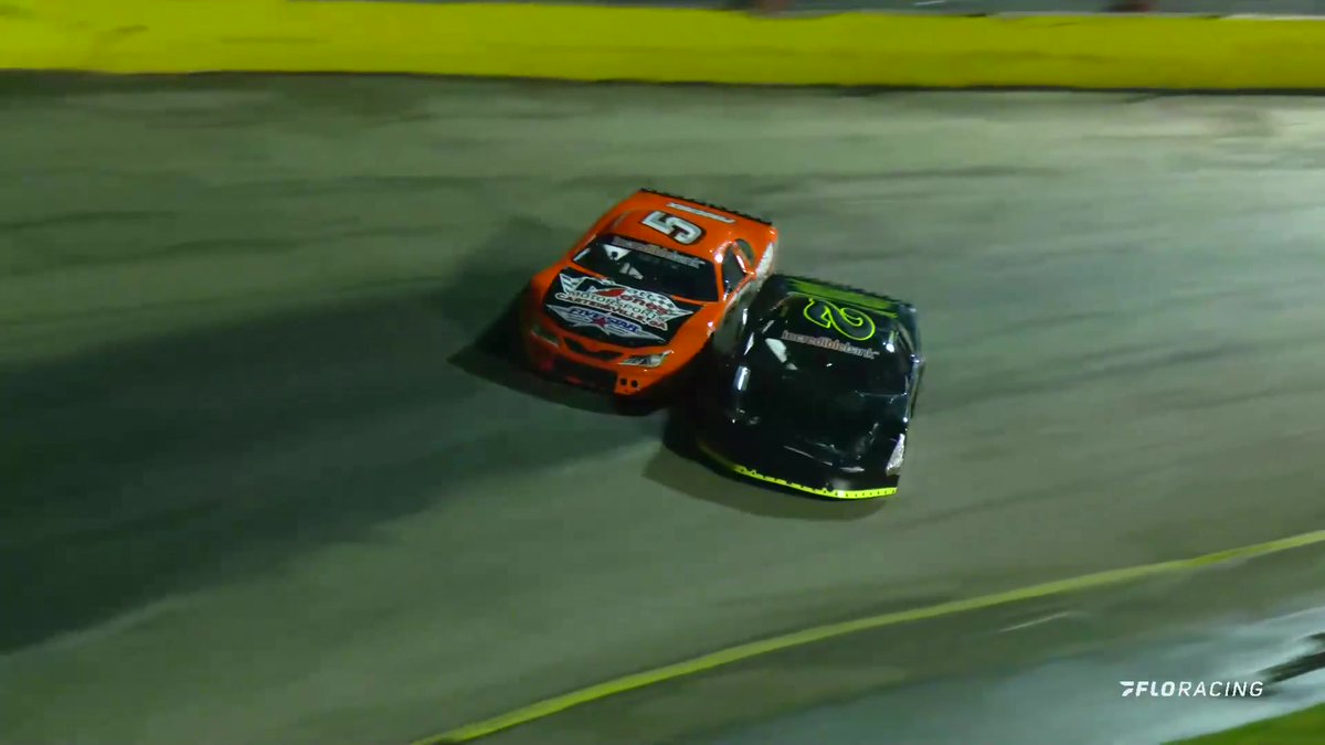 Johnny Sauter &amp; Michael Bilderback with contact, TWICE! Bilderback joins Sauter at the rear in the #SlingerNationals.