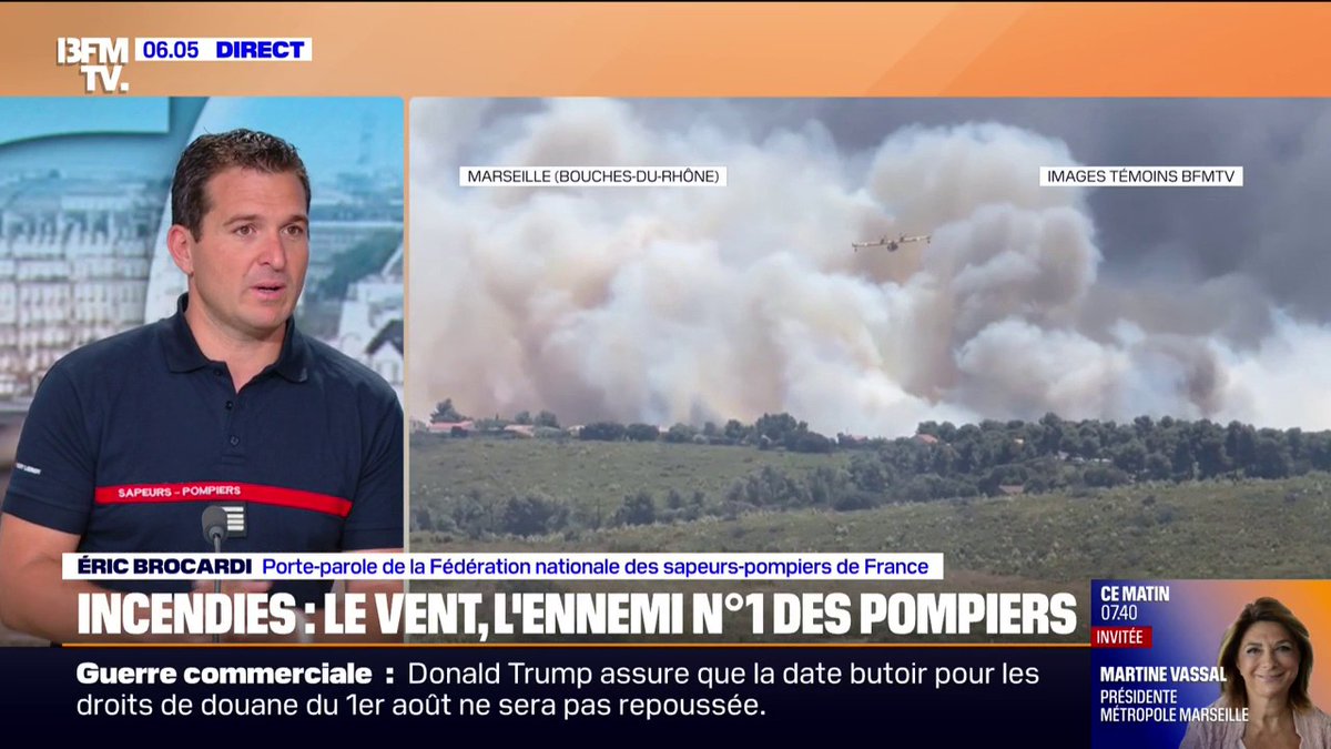 Incendie à Marseille: “Son axe de propagation se poursuit (...) à une vitesse calculée à 1.200 m/h”, témoigne Éric Brocardi (fédération nationale des sapeurs-pompiers de France)