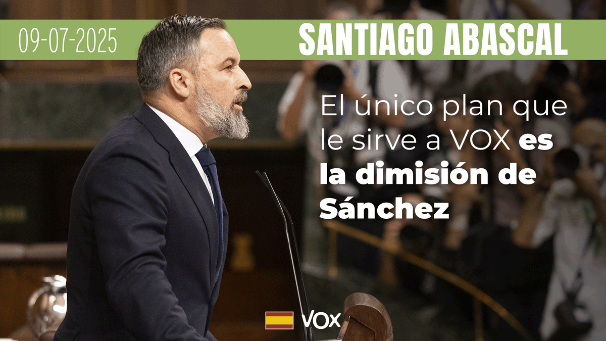 ‼ #URGENTE Santiago Abascal 🇪🇸 exige a Pedro Sánchez la dimisión inmediata: "Es el único plan que nos sirve". Y advierte sobre una coalición entre PP y PSOE: "Haré lo posible por evitarlo". 🔄 COMPARTE para que lo vea toda España.