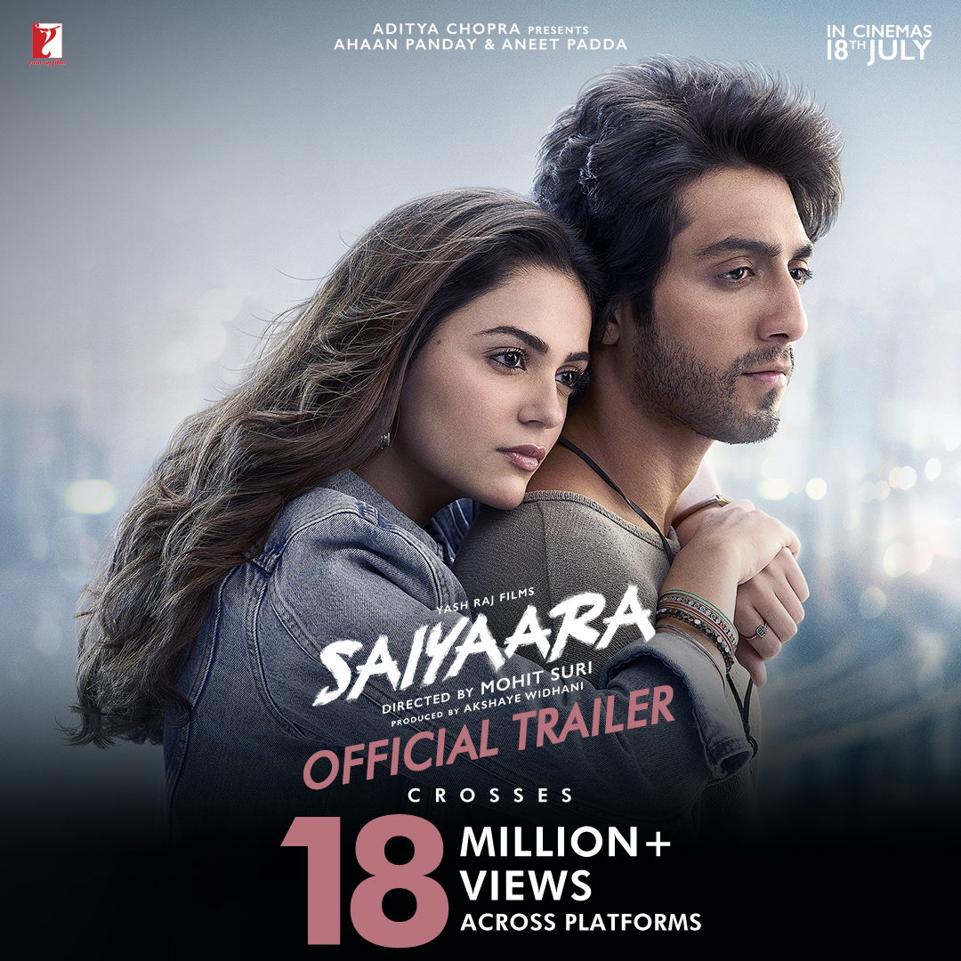 Experience a love story that heals your heart... ❤️ 18M+ views on #SaiyaaraTrailer! Watch it now - #Saiyaara releasing in theatres on 18th July. #AhaanPanday | #AneetPadda | Mohit D Suri | #AkshayeWidhani