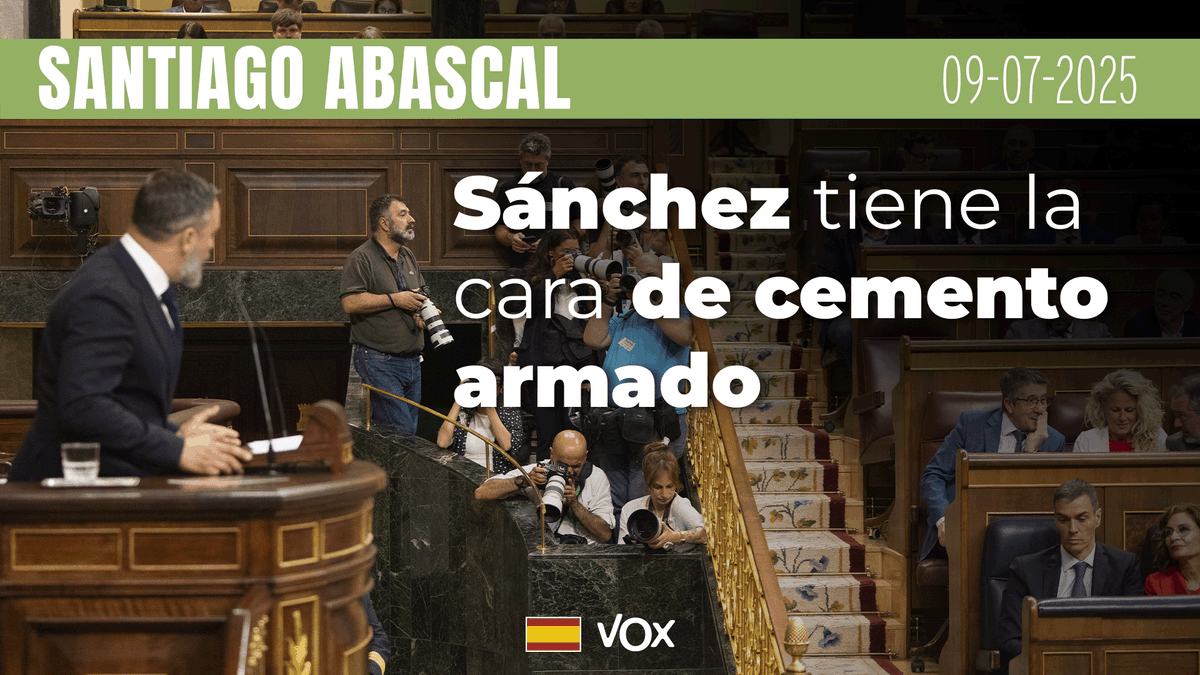 "No me extraña que esa cara necesite tanto maquillaje porque es de CEMENTO". Santiago Abascal 🇪🇸 a Pedro Sánchez: