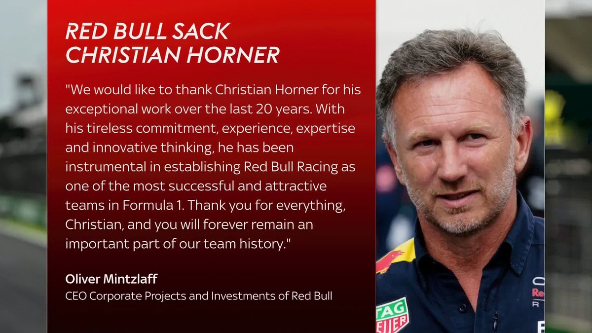 Red Bull's Chief Executive has issued a statement about Christian Horner leaving the team.