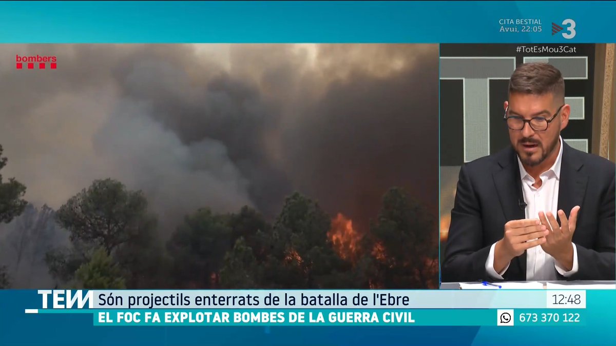 🔴 El foc fa explotar bombes de la Guerra Civil "L'abandonament de l'Ebre va començar quan es va perdre la batalla de l'Ebre. És incomprensible que avui en dia estiguin rebentant aquestes bombes", Roger Heredia, expert en la Guerra Civil #TotEsMou3Cat