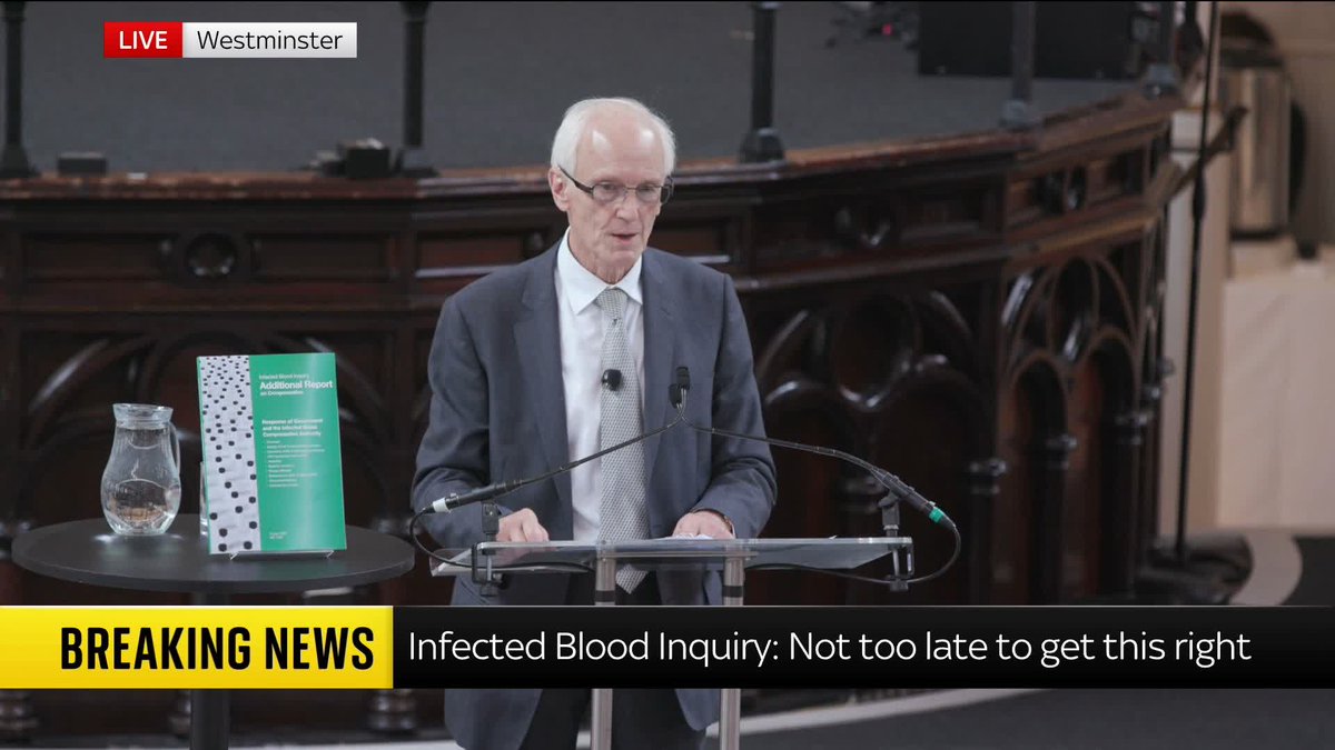 "For decades people who suffered because of infected blood have not been listened to." Chair of the Infected Blood Inquiry Sir Brian Langstaff speaks after a new report into the scandal was published criticising the compensation scheme. 📺 Sky 501
