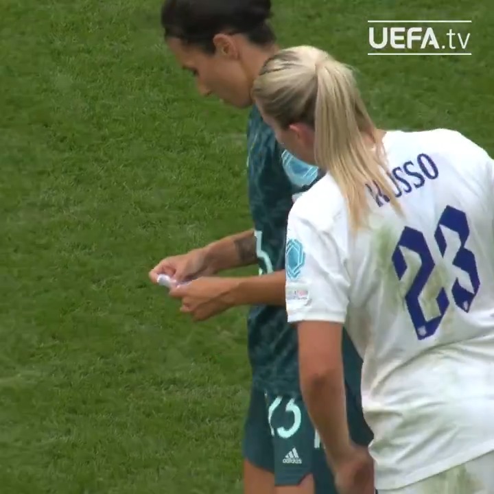Russo sneaking a look at Germany's tactics 😂 #WEURO2025 || Lionesses