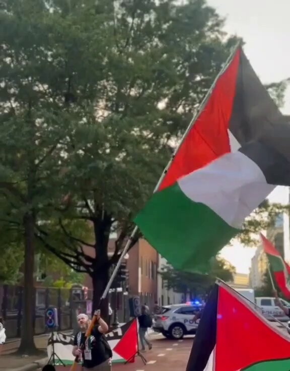 They were playing this on repeat outside the hotel Benjamin Netanyahu was staying at.