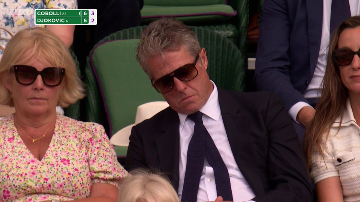 It's all got a bit too much for Hugh Grant 😴😂 #Wimbledon