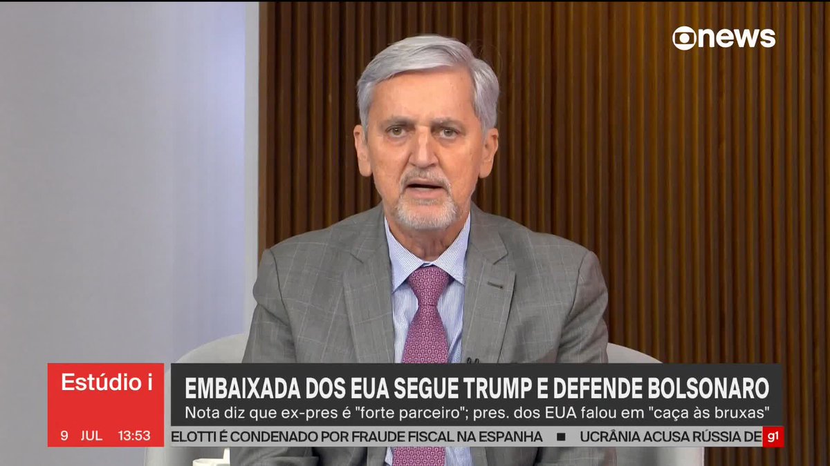 Valdo: Brasil deve chamar o encarregado de negócios da Embaixada dos EUA para explicação sobre nota sobre Bolsonaro. ➡ Assista na #GloboNews : #Estudioi