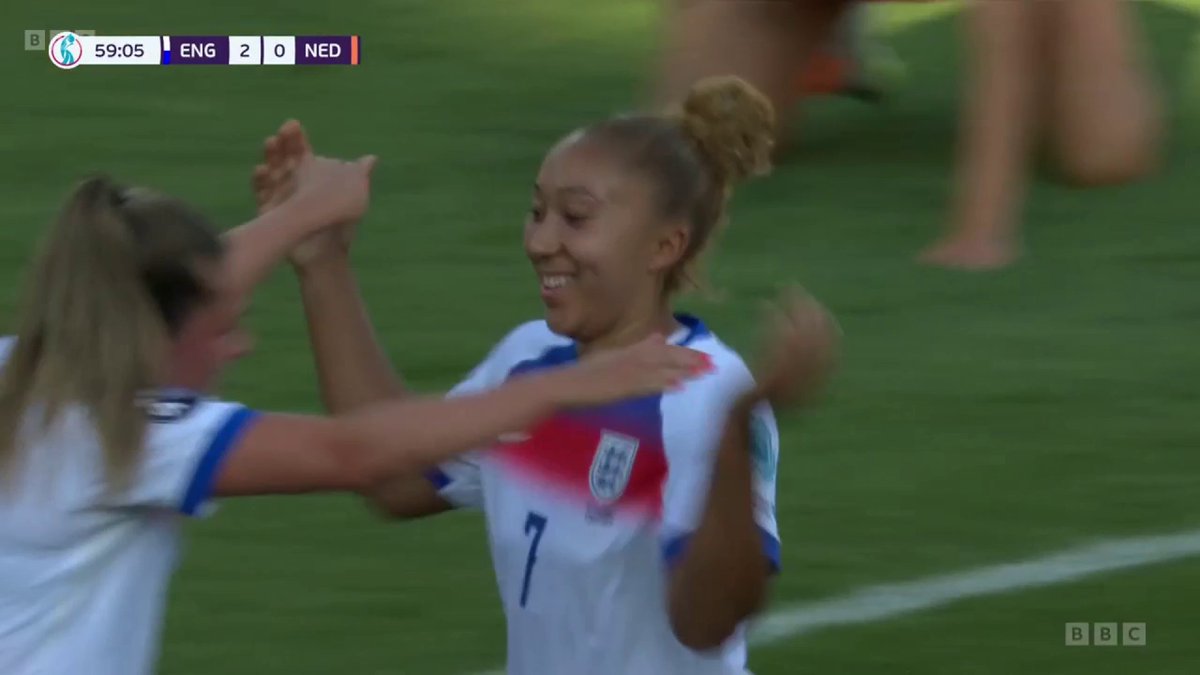 THREE FOR ENGLAND! ⚽️⚽️⚽️ Who else? It's Lauren James for her second 🤩 #WEuro2025 #BBCFootball