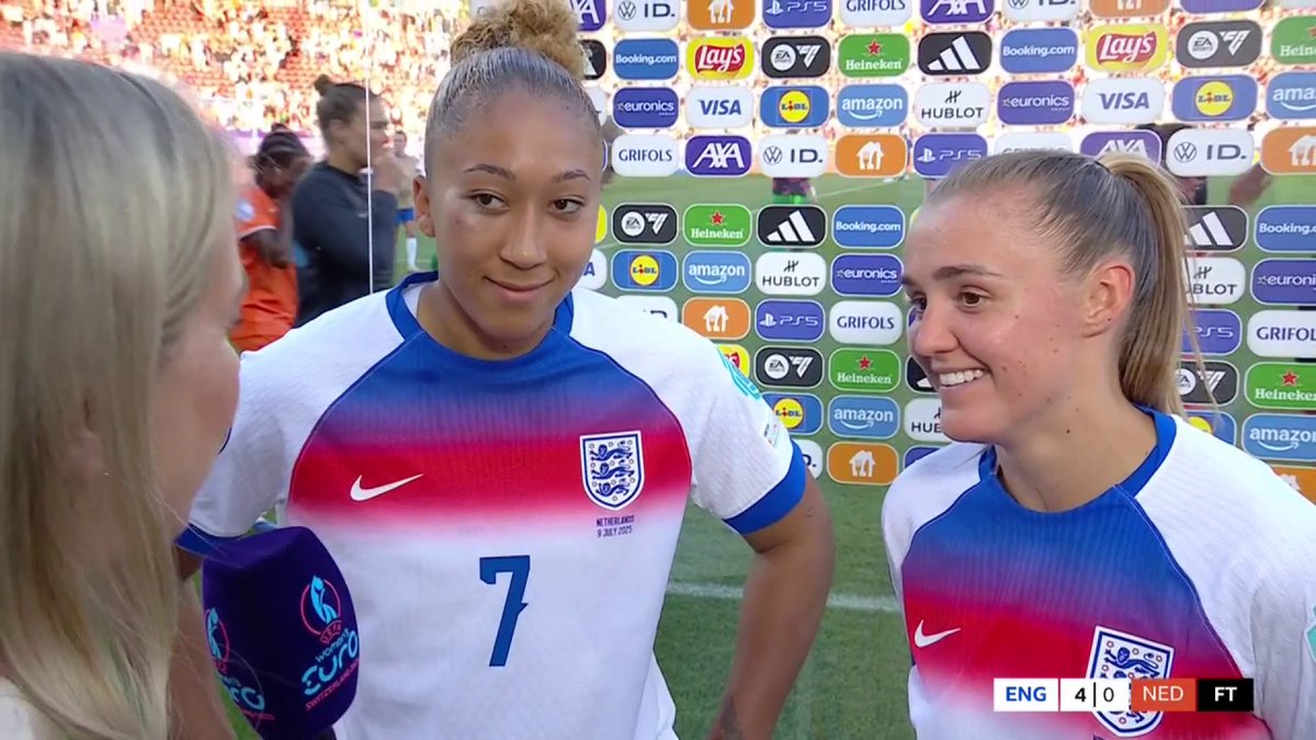 How good was it to see Lauren James score her first Euro 2025 goal? Goalscorer Georgia Stanway couldn't be happier for her! 😊 #WEuro2025 #BBCFootball
