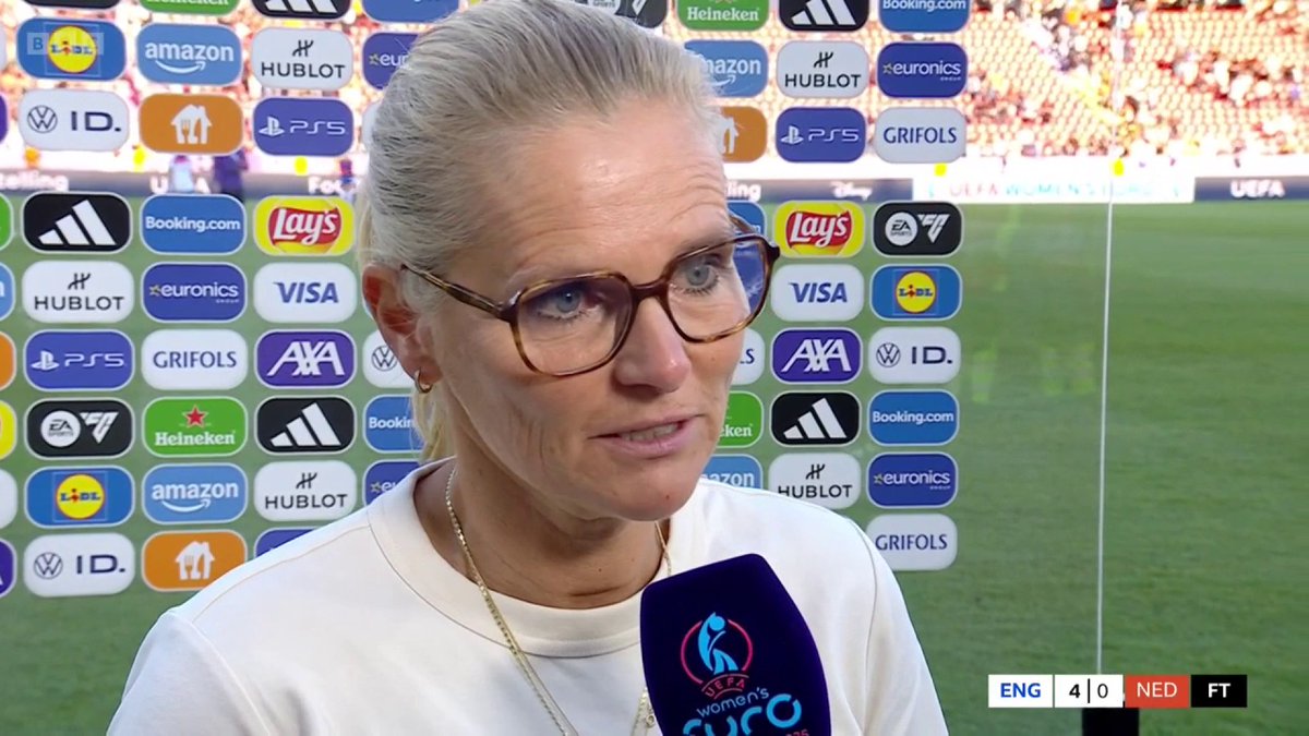 Even Sarina Wiegman didn't expect that scoreline! 🤣 #WEuro2025 #BBCFootball