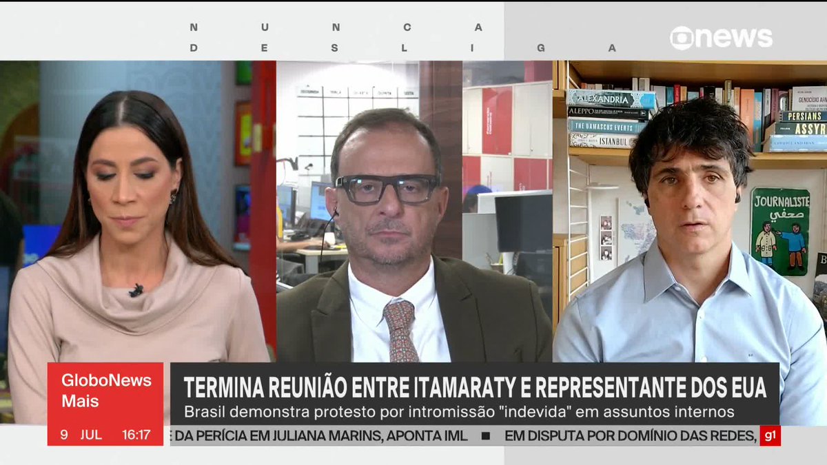 Em reunião no Itamaraty com o representante da Embaixada dos Estados Unidos, Gabriel Escobar, a embaixadora Maria Luiza Escorel transmitiu protesto do que o Brasil considera “intromissão indevida em assuntos internos”, em relação à nota da Embaixada estadunidense e do Departamento de Estado sobre as declarações do presidente Donald Trump sobre Jair Bolsonaro. O Itamaraty reforçou que “a atitude é inaceitável e que vai gerar consequências negativas para a relação bilateral entre os dois países”, e que “não cabe aos Estados Unidos ou a ninguém tomar partido ou se manifestar sobre questões internas que dizem respeito ao Brasil.” ➡ Assista ao #GloboNewsMais: #GloboNews
