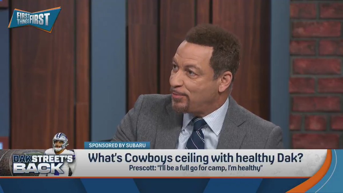 “Absolute ceiling is Wild Card and a playoff victory, if they meet the NFC South. I’m not predicting that. I think more realistic ceiling is Wild Card and you lose your 1st playoff game.” Chris Broussard says the Cowboys have the same ceiling they’ve had for the last 30 years: