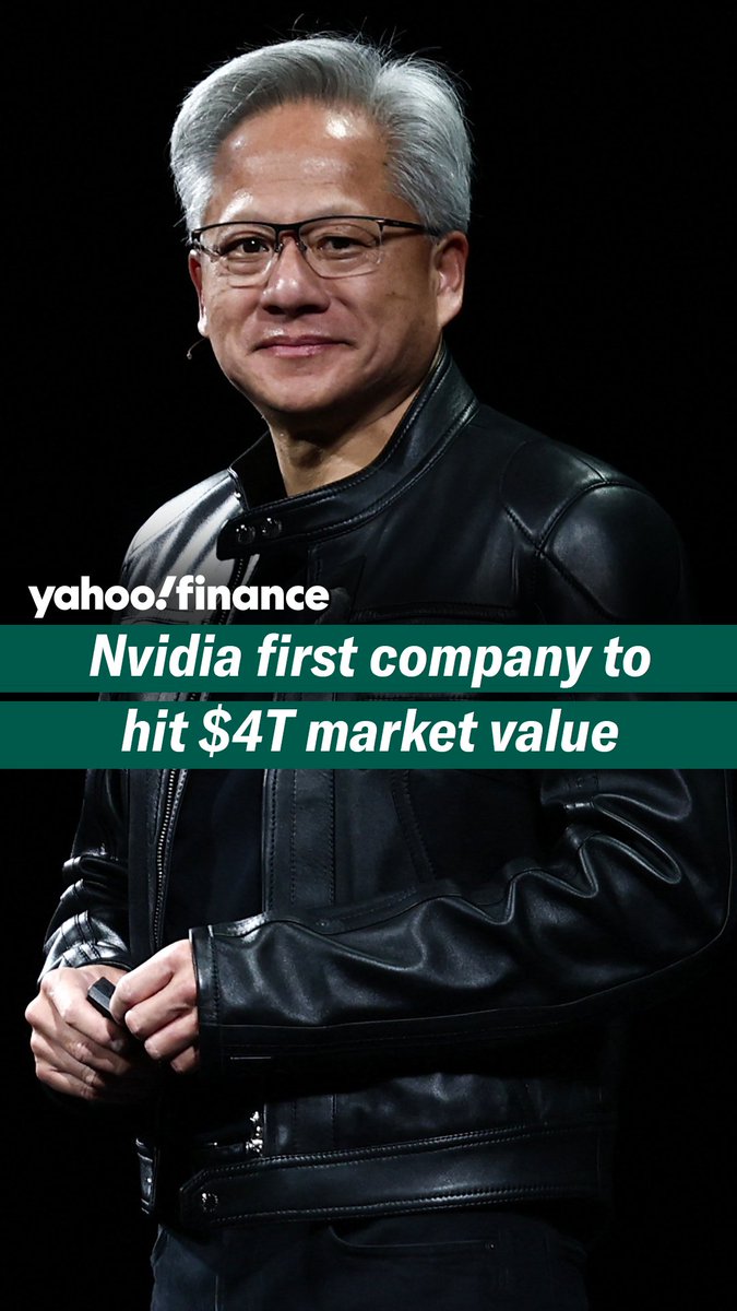 NVIDIA just became the first company to reach $4 trillion in market value. That's $4,000,000,000,000. 😲