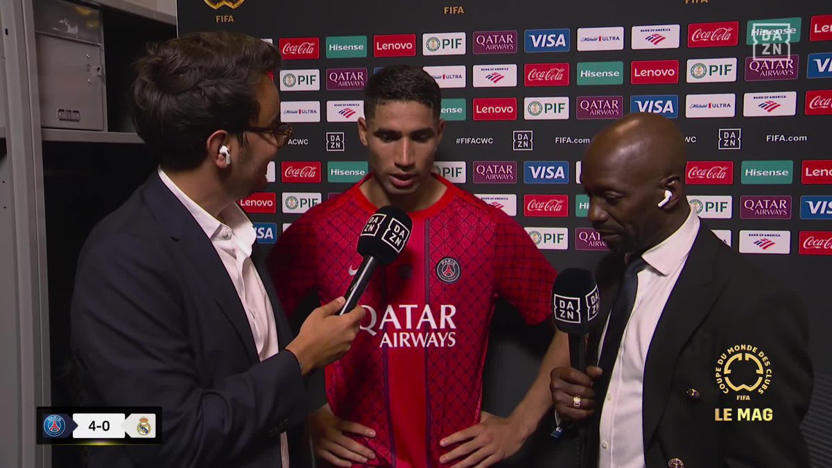Claude Makélélé 🇫🇷 à Achraf Hakimi 🇲🇦 : « 𝗖𝗢𝗠𝗠𝗘𝗡𝗧 𝗟𝗘 𝗥𝗘𝗔𝗟 𝗠𝗔𝗗𝗥𝗜𝗗 𝗔 𝗣𝗨 𝗟𝗔𝗜𝗦𝗦𝗘𝗥 𝗣𝗔𝗥𝗧𝗜𝗥 𝗨𝗡 𝗝𝗢𝗨𝗘𝗨𝗥 𝗖𝗢𝗠𝗠𝗘 𝗧𝗢𝗜 ? » 🤣🙌 🎥 DAZN France