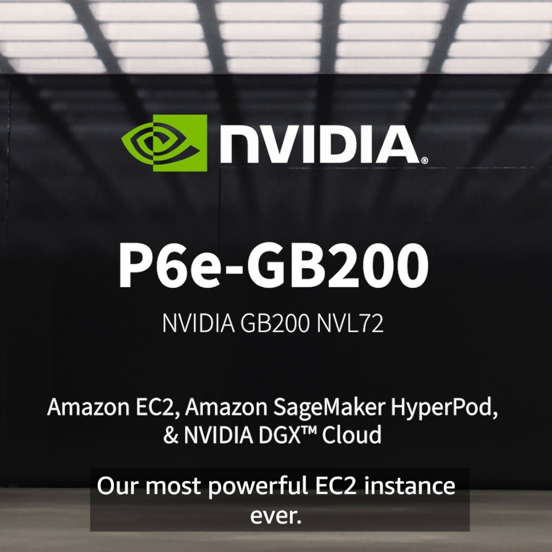 When your AI models dream of big compute, they dream of this. 🚀 Introducing Amazon EC2 P6e-GB200 UltraServers, purpose-built for training & deploying frontier #AI models. Big dreams demand even bigger computing power. #AWS 👉