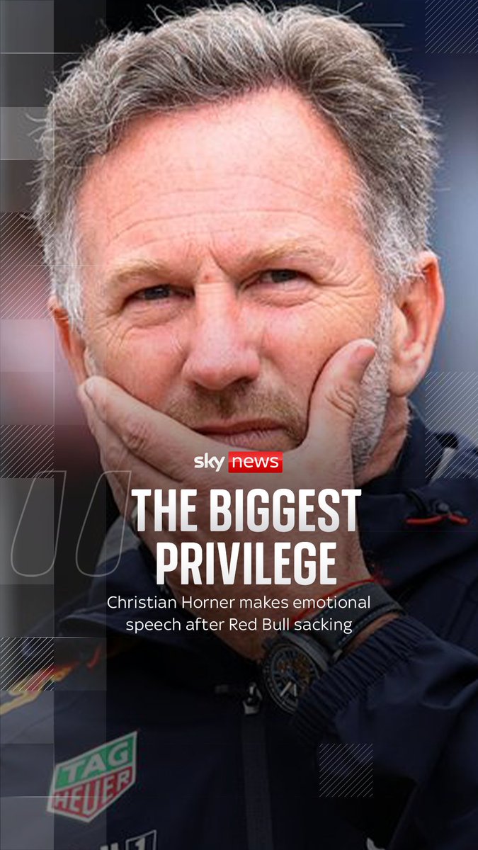 Following his sacking after 20 years as team principal, Christian Horner gave an emotional goodbye to the Red Bull staff, calling it 'the biggest privilege' of his life. Watch here ⬇️
