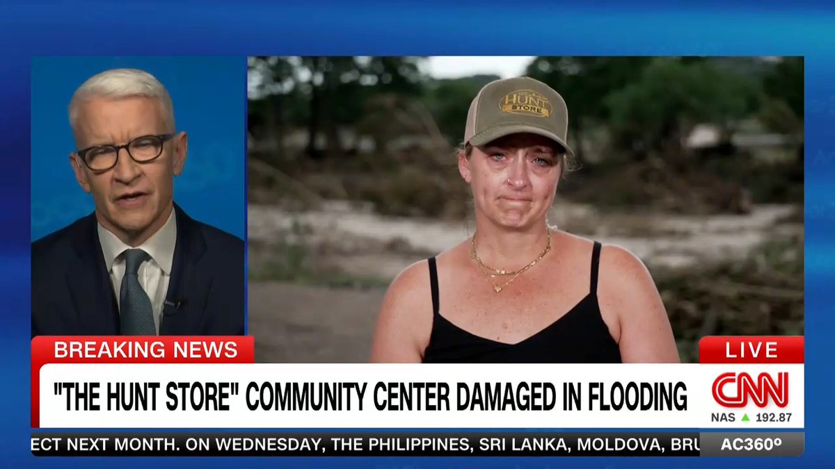 "It was terrifying": Courtney Garrison tells Anderson about riding out the catastrophic flooding in Hunt, Texas on the roof with her 10-year-old daughter.