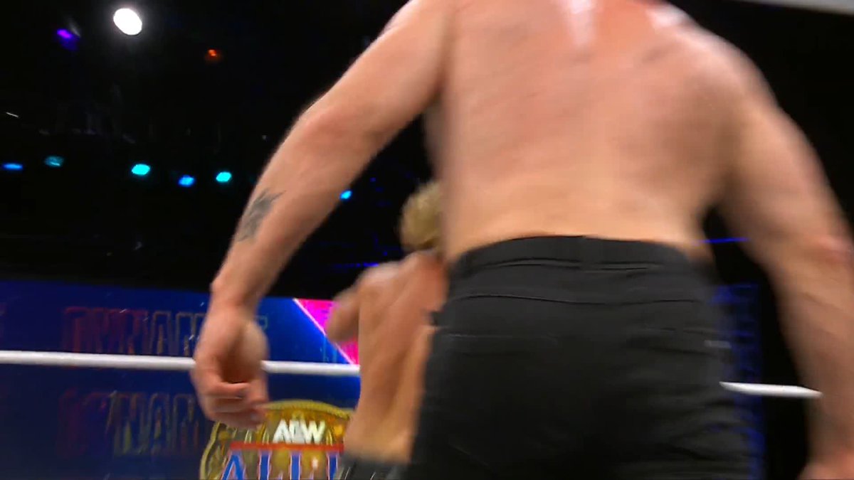 Hangman Adam Page sends AEW World Champion Jon Moxley running! Watch #AEWDynamite LIVE on TBS &amp; HBO Max