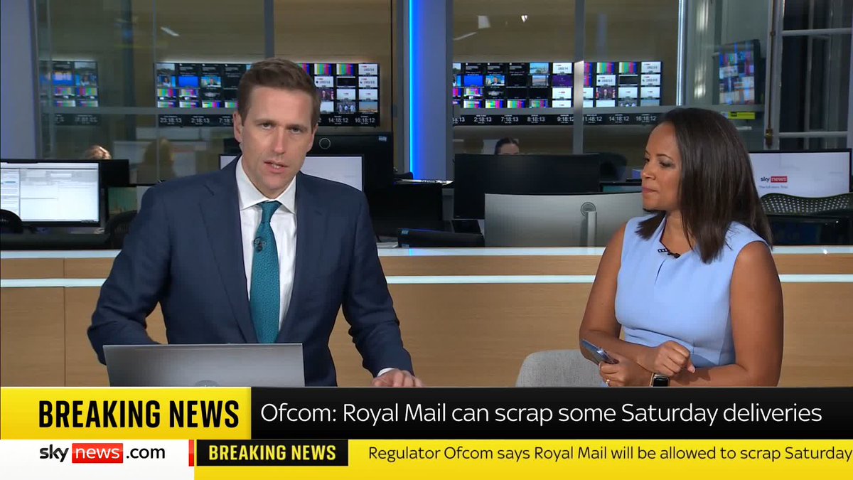 BREAKING: Royal Mail will be allowed to scrap Saturday deliveries for second-class post from 28 July, Ofcom has said. Latest ➡️ 📺 Sky 501, Virgin 602, Freeview 233 and YouTube