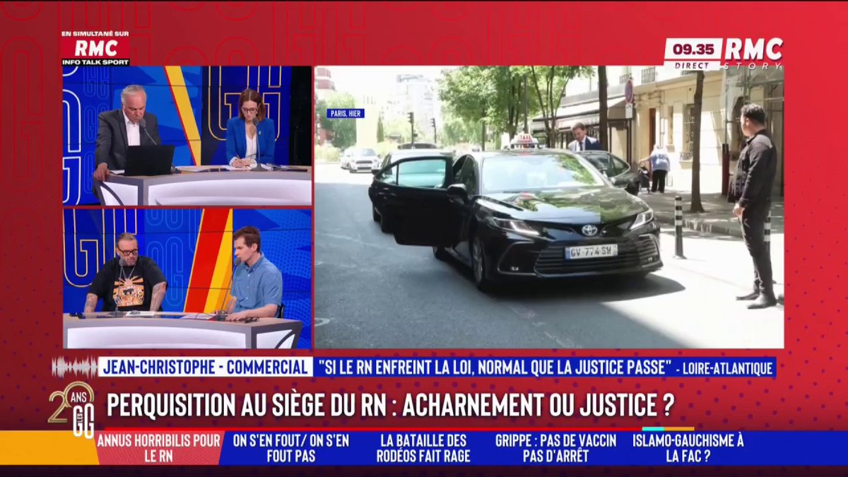 💥 Le siège du RN perquisitionné : "Le RN n'a que ce qu'il mérite." 📞 Jean-Christophe, commercial, au 3216 : "C'est un sketch, c'est du stand-up. Il n'y a aucun acharnement. Il faut arrêter de jouer les Calimero. Ils n'avaient qu'à se présenter aux audiences." #GGRMC