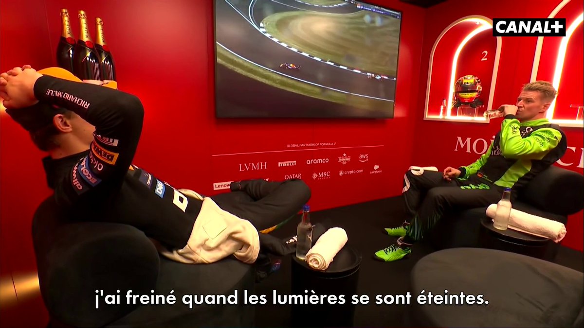 Piastri qui raconte sa pénalité, Hülkenberg qui découvre les lieux, Norris qui cherche à comprendre ce qu'il s'est passé... un cool room inédite à Silverstone 😁 #BritishGP #F1