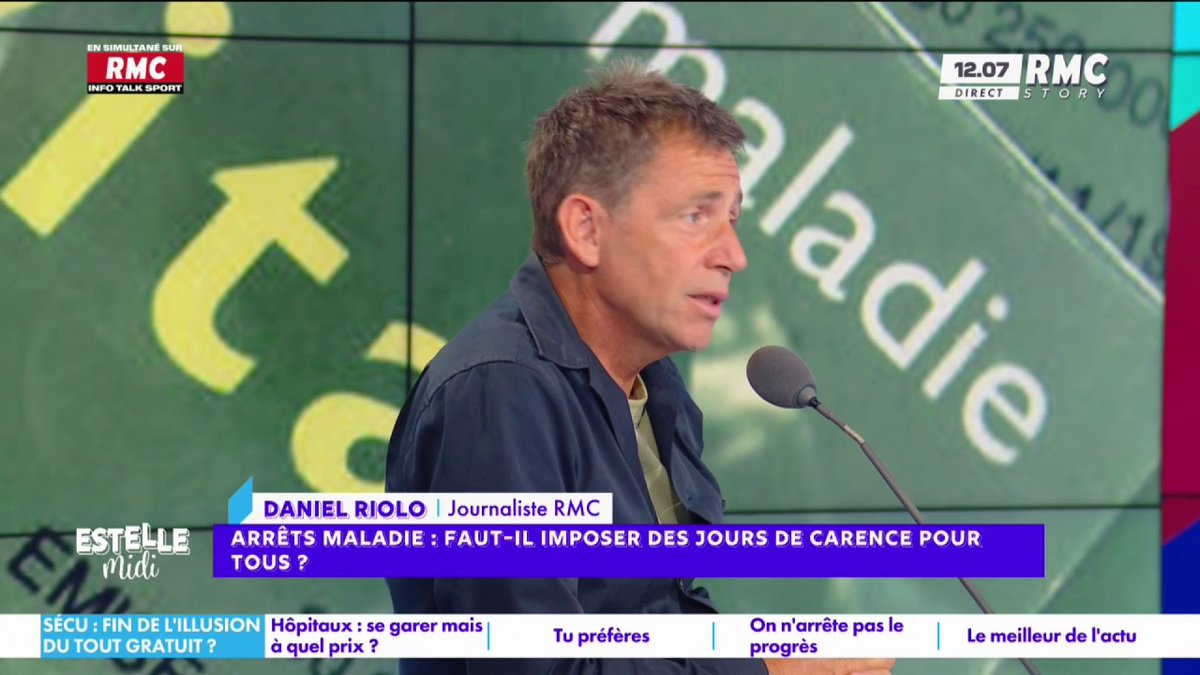 🩺 Arrêts maladie : faut-il imposer des jours de carence pour tous ? 🎙️ Daniel Riolo : "Évidemment qu'il y a un problème ! Le système permet à un tas de gens d'en profiter... On est un pays de chouineurs, de profiteurs ! On le sait qu'en France il y a un abus !" #EstelleMidi