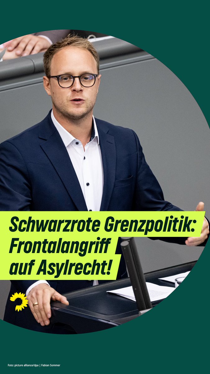 Die Abschottungspolitik von #Dobrindt und Schwarz-Rot ist nicht nur unmenschlich und unsinnig, sie ist ein Frontalangriff auf das individuelle Recht auf #Asyl! Deutliche Worte von Marcel Emmerich 👇