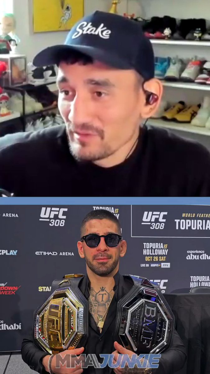 Max Holloway wants to rematch Ilia Topuria after #UFC318. 👀 "I know ol' boy likes walking around with the BMF title, but if he wants the authentic one, he knows where to find me." (via Mike Bohn)